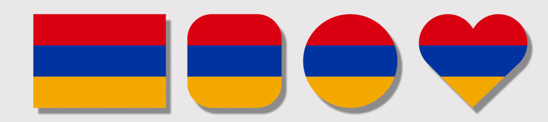 Flag of Armenia . Set of shapes: square, rectangle, circle, heart.