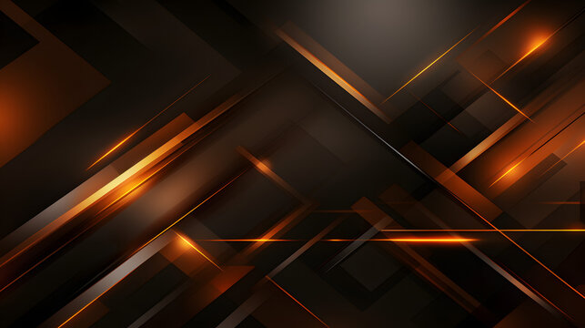 Futuristic Techscape: Abstract orange - metalic- and Black Background with Flat Design, Ideal for illustrations, High-tech visuals, Contemporary flat design. - Generative AI