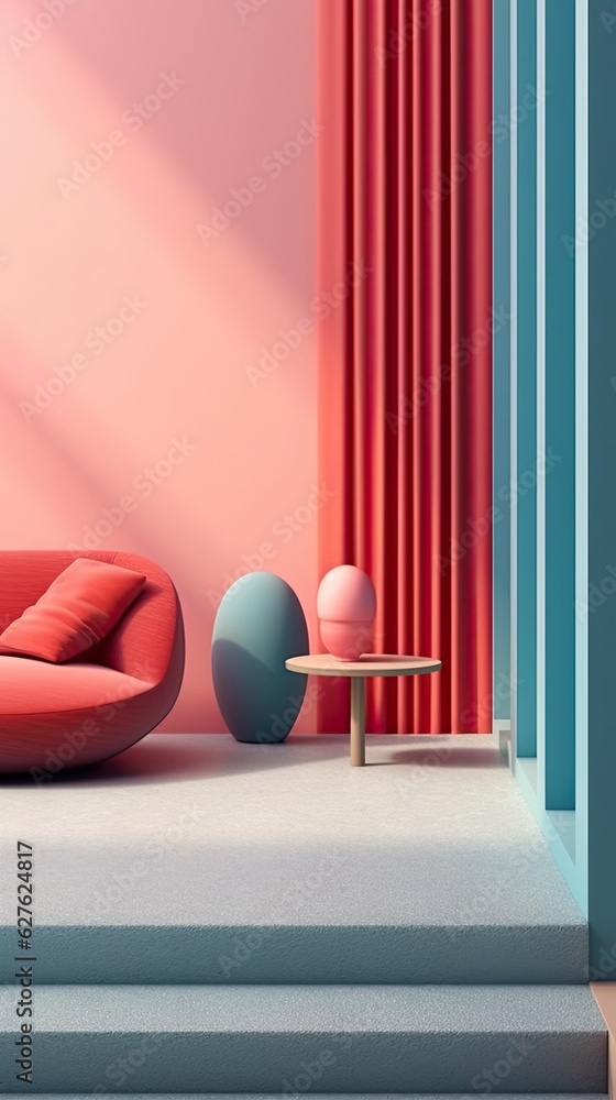 Wall mural a minimalist abstract background with clean lines and a monochromatic color palette, creating a slee