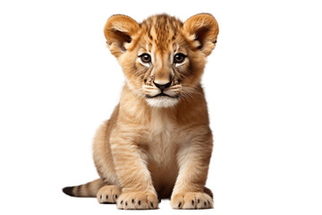 Isolated Lion Cub on White Background. Generative AI