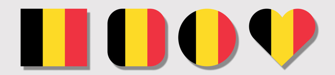 Flag of Belgium . Set of shapes: square, rectangle, circle, heart.