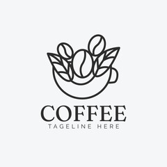 Coffee logo line art simple icon design, cup logo coffee simple design.