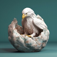Portrait of Bald eagle animal in marble sculpture style. Ancient statue of animal. Generative AI