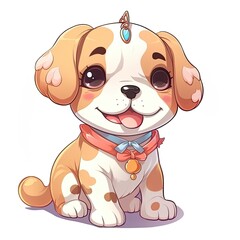 Fototapeta premium Portrait of Bulldog cartoon animal. Cute style character avatar. Generative AI