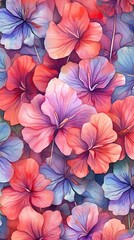 Watercolor Geranium flower illustration. Colorful painting floral background. Generative AI