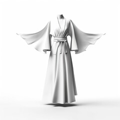 Kimono fashion clothes isolated on white background. White mockup clothing. Generative AI