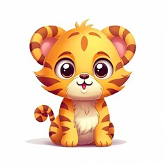 Portrait of Tiger cartoon animal. Cute style character avatar. Generative AI