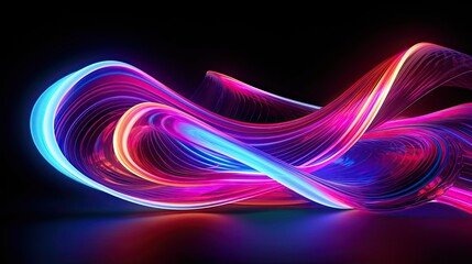 Whirlwind of Colorful Ribbons abstract background. Futuristic neon illustration art. Generative AI