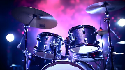 Fototapeta na wymiar closeup drummer at concert 