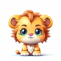 Portrait of Lion cartoon animal. Cute style character avatar. Generative AI