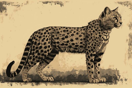 Illustration of a spotted feline. Generative AI