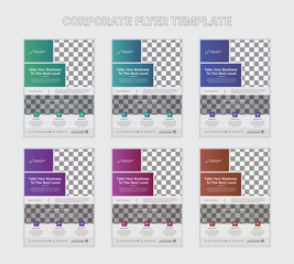Modern and creative Flyer design template set. Creative corporate Business flyer set with 6 colors.