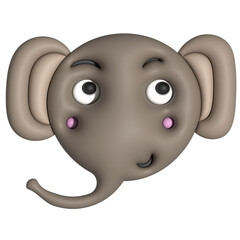 Elephant funny face cartoon 3d