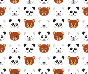 bear collection, honey bear, polar bear and panda on white background. kawaii animal kids seamless pattern design for wrapping paper, fabric and textile.
