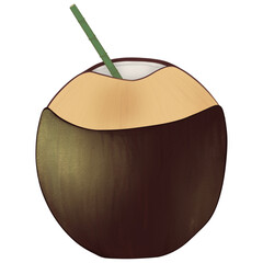 coconut painting tropical fruit