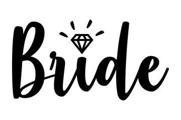 Letras de la palabra Bride en texto manuscrito con diamante para su uso en invitaciones y tarjetas - obrazy, fototapety, plakaty