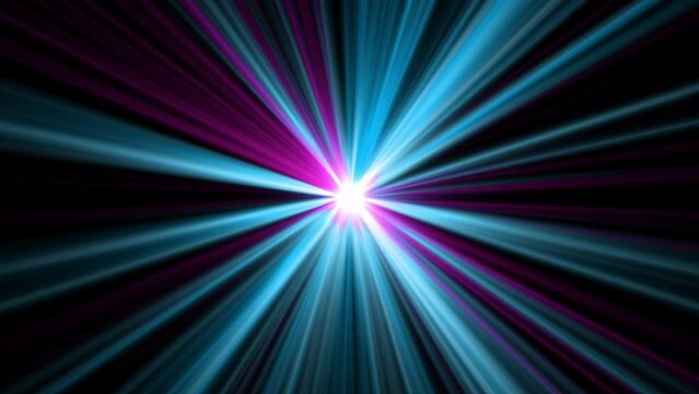 Abstract animated multi-colored background in the form of a twinkling star, luminous rays, traces of waves of light rays. Esotericism, mysticism, magic, sacred knowledge. 4K