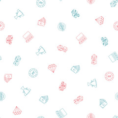 Casino slot icon pattern background for website or wrapping paper. Gambling hand drawn seamless pattern.