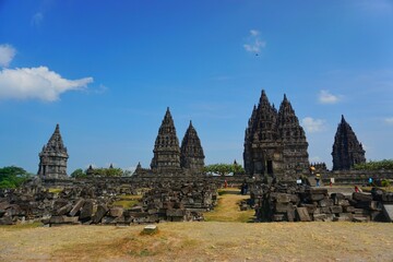 View of Prambanan Temple, Prambanan temple is the largest and grandest Hindu temple ever built in ancient Java. Yogyakarta, Indonesia