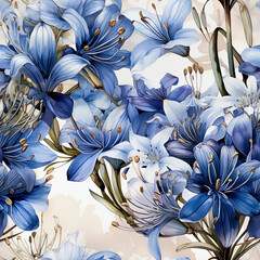 Flowers watercolor seamless patterns