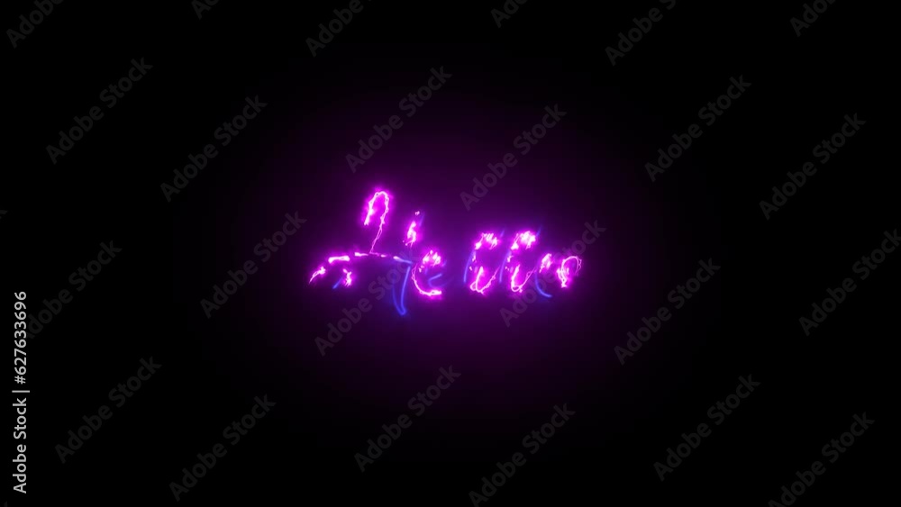 Poster neon sign with word hallo. neon text hello screen animation seamless loop new quality universal vint