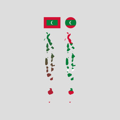 Maldives national flag and map vectors set....