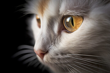 Close up of yellow cat eye. Generative AI illustration