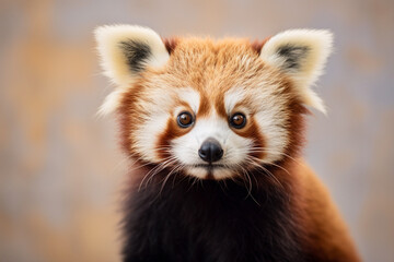 Portrait of red panda on pastel background