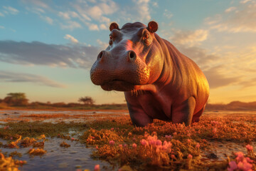 Hippopotamus, Wildlife Photography, Generative AI