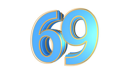 Fototapeta premium Blue 3d number 69