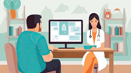 Doctor with stethoscope,doctor and patient, person in the office,doctor and nurse,Generative Ai