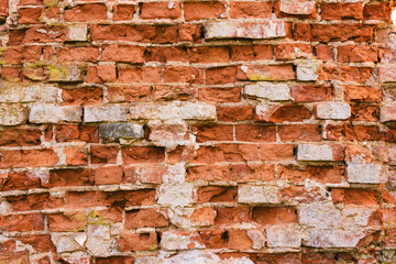 Fragment of a collapsed red brick wall