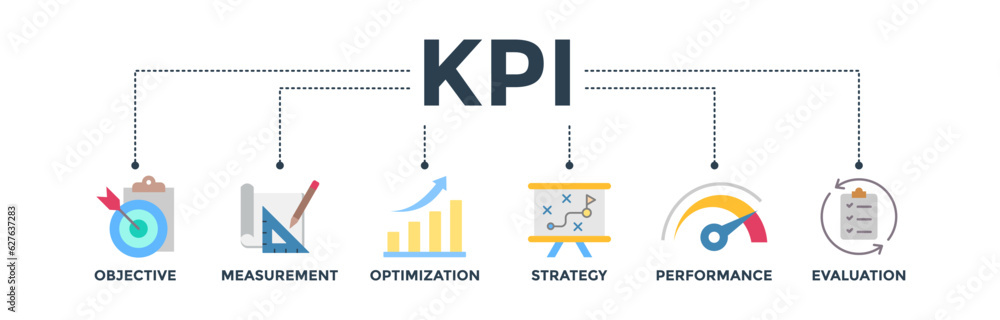 Poster kpi banner web icon vector illustration concept for key performance indicator in the business metric