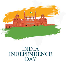 Indian 15 august independence day orange and green brush stroke background social media post or banner and poster design