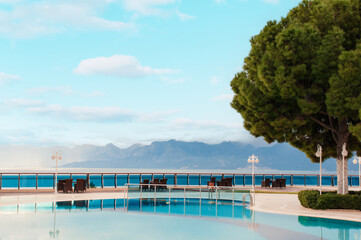 Fototapeta na wymiar Swimming pool with beautiful sea view.