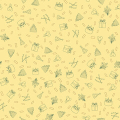 Happy birthday freehand drawings saeamless pattern background.