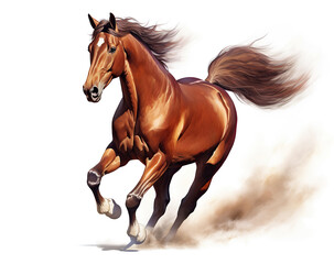 Brown horse running on transparent background (PNG)