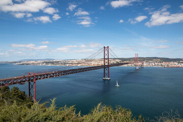 Ponte 25 de Abril suspension bridge over the Tagus, Lisbon, Portugal