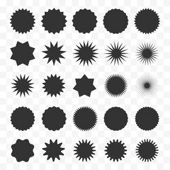 Jagged flame set. Easily editable line art design on transparent background. Vector stock illustration.