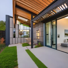 A sustainable housing project featuring passive solar design and rainwater harvesting systems3