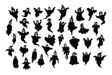 Collection of halloween ghost silhouettes - 627642267