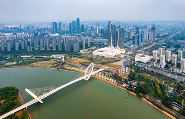 Fototapeta na wymiar Nanjing Eye Pedestrian Bridge, Nanjing, Jiangsu Province, China