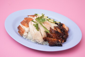 Roasted Chicken rice with charsiew