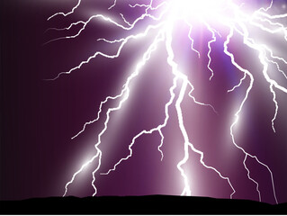 Vector image of realistic lightning. Flash of thunder on a transparent background.	

