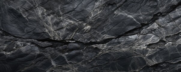 Abstract granite pattern on wet black stone, realistic coal, energy panorama. Generative Ai.