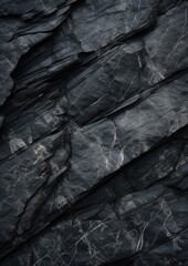 Abstract granite pattern on wet black stone, realistic coal, natural green energy. Generative Ai.