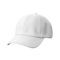White simple realistic 3d baseball cap on transparent background. Generative AI.