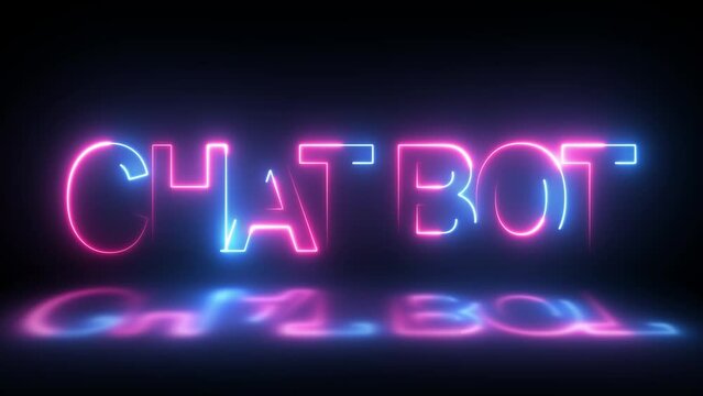 Neon ChatGPT text animation 4k video, chatbot text against a neon-lit background. 3d render