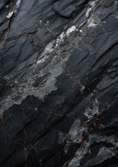 Abstract granite pattern on wet black stone, realistic coal, natural green energy. Generative Ai.
