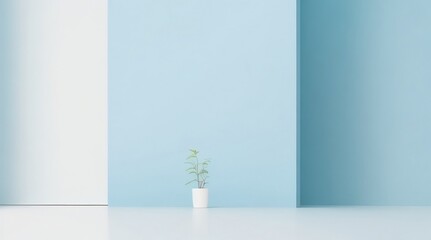 vase with flowers on the table with minimalist blue background